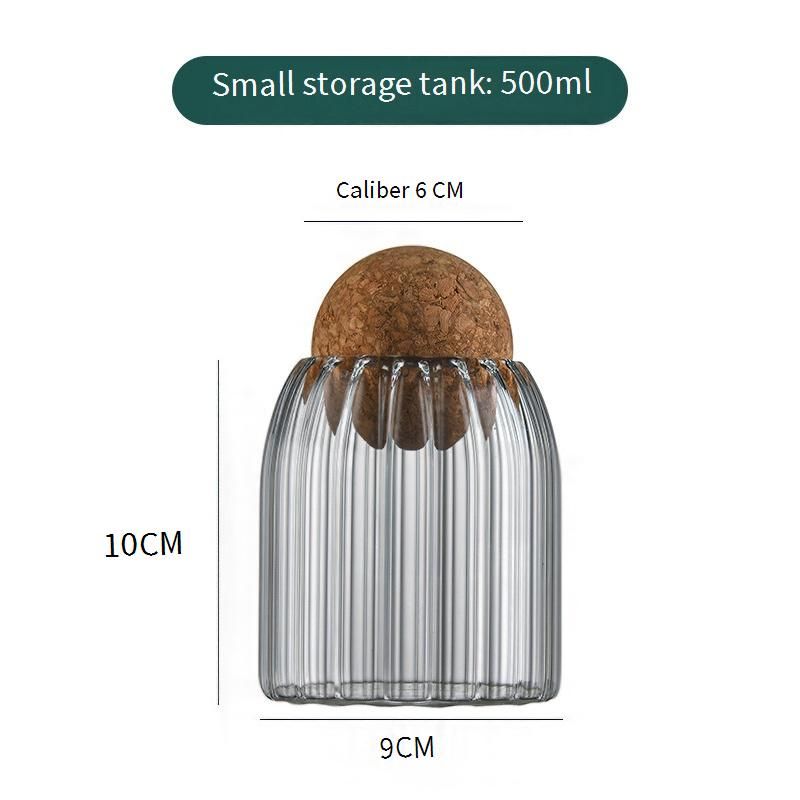 Vintage Glass Storage Jar - Airtight Coffee Bean Canister With Wooden Lid (Decorative Striped Design For Kitchen & Pantry)​_voghion.com