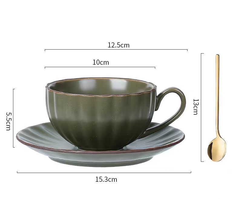 Jingdezhen Elegant Ribbed Coffee Cup Set: Ideal For Daily Coffee & Cappuccino Enjoyment_voghion.com