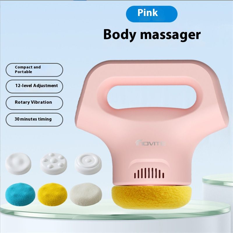 3-Speed Handheld Massager With 4 Interchangeable Heads – USB-Powered Deep Tissue Kneading For Neck, Back, Legs & Full Body Relief_voghion.com
