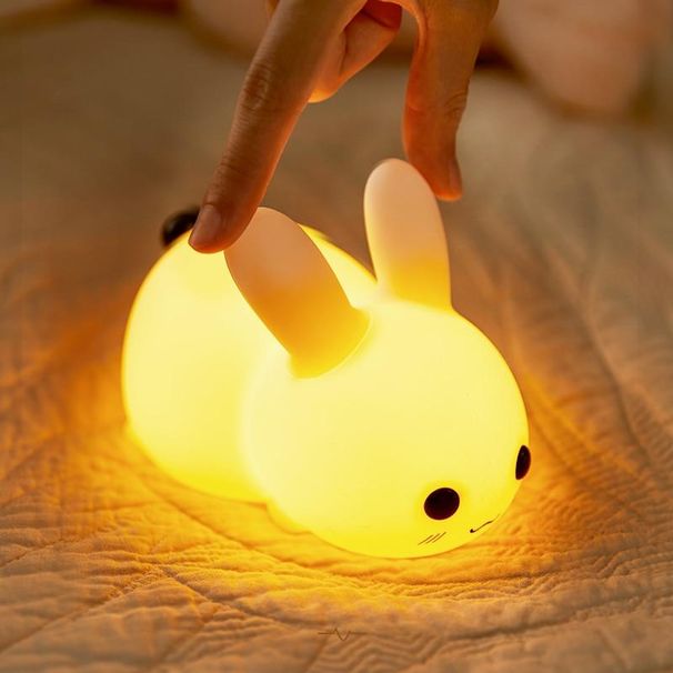 1PC Touch Rabbit Night Lights Silicone Dimmerabile USB Ricaricabile Lampade per Bambini Regali per Bambini Cartone Animato Carino Animale Coniglio Lampada da Notte_voghion.com
