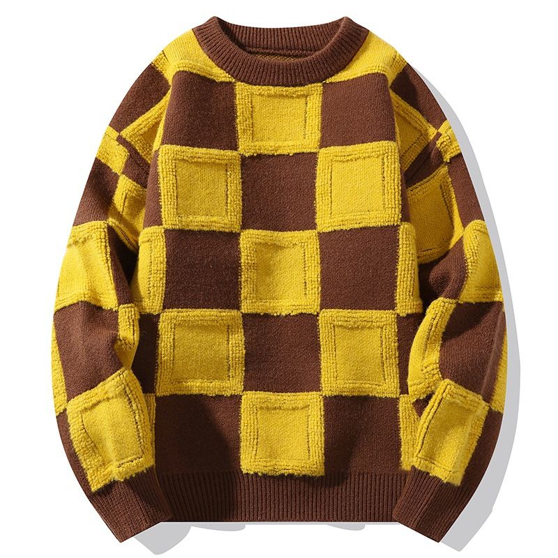 Herenkleding herfst- en wintertrui met ronde hals Herenmodemerk Heren jeugd gebreide trui_voghion.com