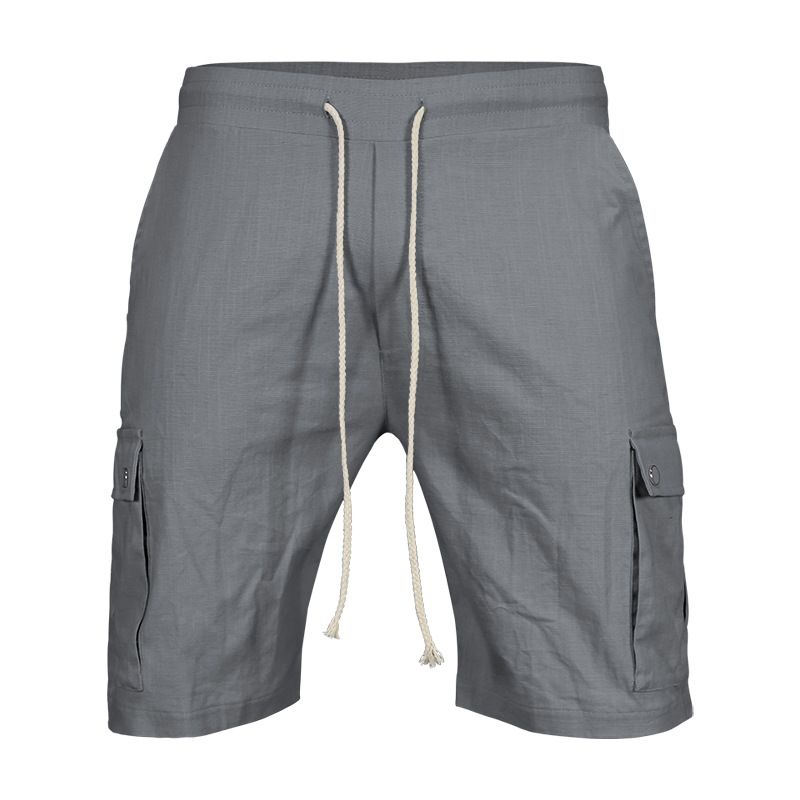 2024 New Trendy Multi Pocket Pure Cotton Work Sports Loose Straight Men's Casual Shorts_voghion.com