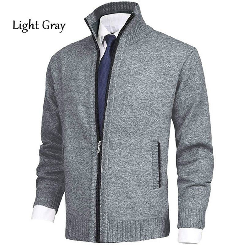 Men's Clothing wish new men's color Stand Collar fashion cardigan sweater knitted coat large size_voghion.com