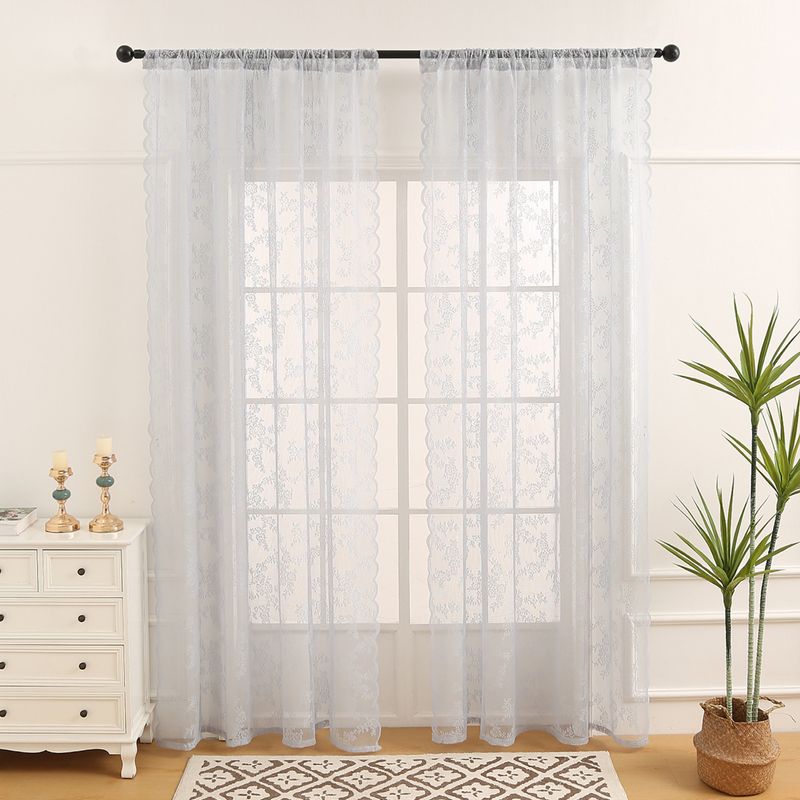Minimalist Rose Sheer Curtains Polyester Rod Pocket Drapes For Living Room Bedroom Light Filtering Window Treatment_voghion.com