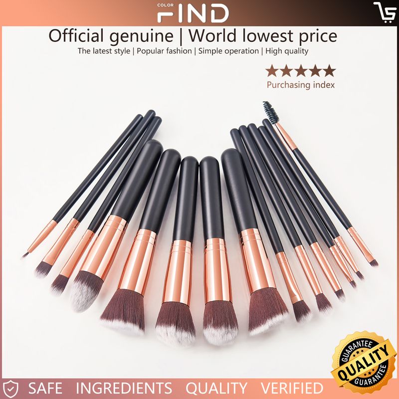 Juego de 14 pinceles de maquillaje negros, extra grandes, cinco formas principales y nueve formas menores, venta directa de fábrica FINDCOLOR_voghion.com