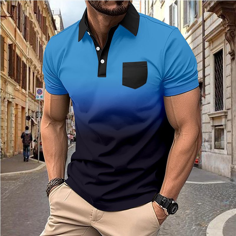 Abbigliamento da uomo, nuova stagione, polo estive traspiranti con cuciture sfumate, per allenamento e altre occasioni casual._voghion.com