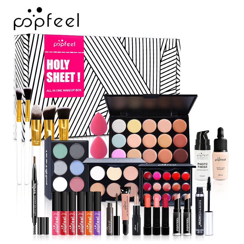 Make-up-Set, alles in einem, komplettes Gesichts-Make-up-Set, Lidschatten, Lipgloss, Eyeliner, Make-up-Pinsel, Kosmetiktasche, Make-up-Produkte_voghion.com