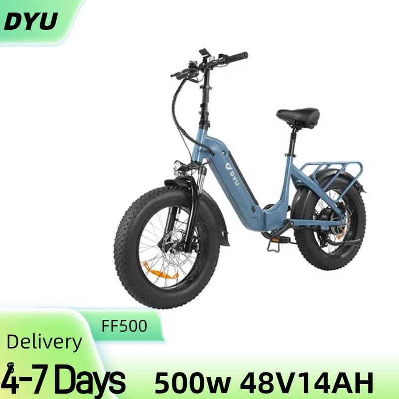 DYU FF500 Elektrofahrrad, faltbar, 20 Zoll, Fat Tire Elektrofahrrad mit 500 W Motor, 48 V 14 Ah herausnehmbarer Batterie und Doppelstoßdämpfer für Erwachsene_voghion.com