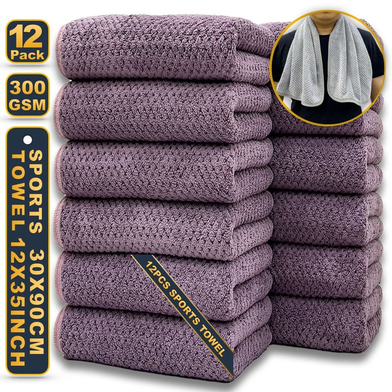 ​12er-Pack 30 x 90 cm Coral Fleece-Handtücher – Extra lang, ultraweich und super saugfähig, perfekt für Sport und Fitnessstudio​_voghion.com