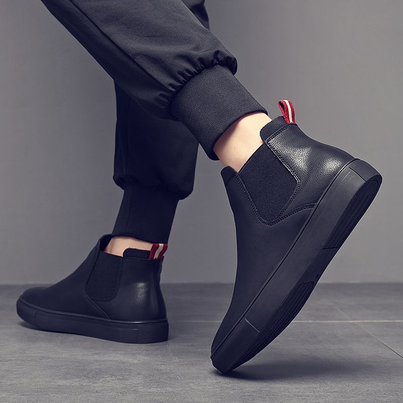 European Warm Series 2025 New Men's Short Genuine Leather Martin With Fleece Lining Warm Slip-On Fashion Boots For Autumn And Winter_voghion.com