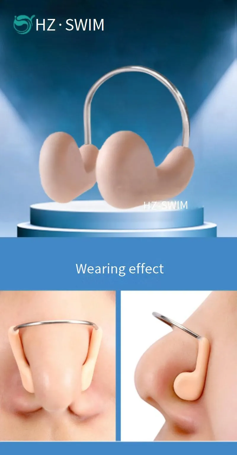 Deguna/ausu klipši, stiepļu deguna klipsis, ādas krāsas silikona deguna spilventiņš, profesionāls peldēšanas treniņu skaistumkopšanas deguna klipsis, drošs un ērts_voghion.com