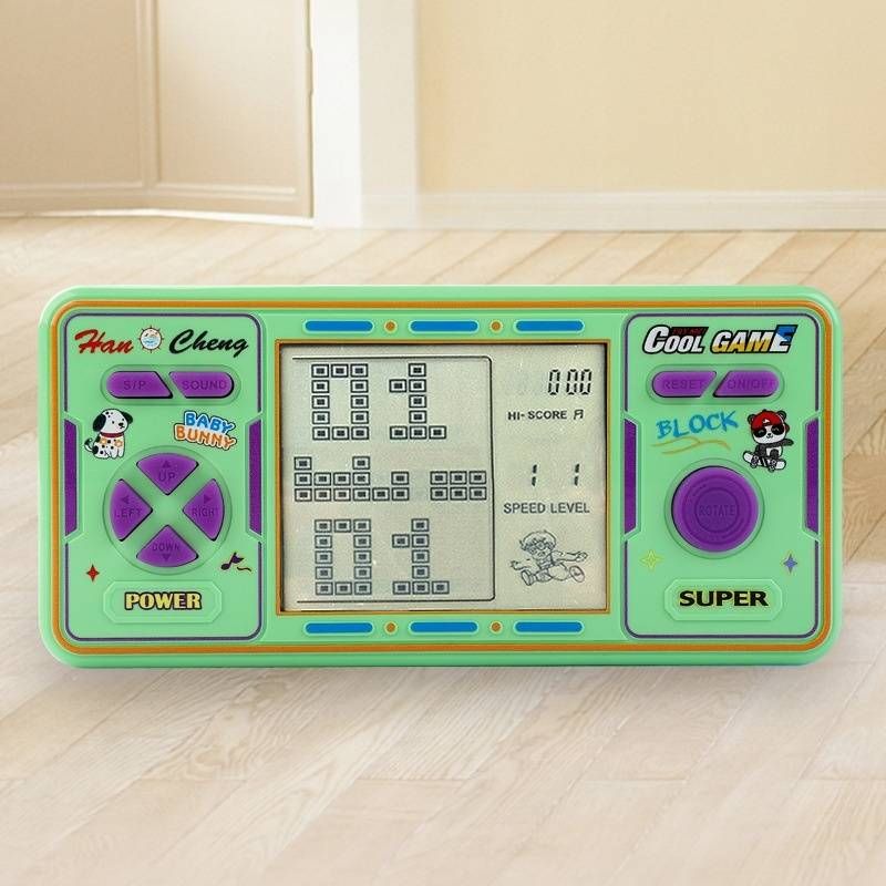 Retro Tetris-spelcomputer met groot scherm - Klassieke draagbare gamingconsole (oplaadbaar, nostalgie uit de jaren 80 en 90, kinderen en volwassenen, draagbare arcadespel)_voghion.com