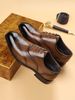 Chaussures Derby Brogue pour homme HPIOPL - Design à bout carré d'inspiration japonaise avec cuir PU grain de bois et semelle en caoutchouc_voghion.com