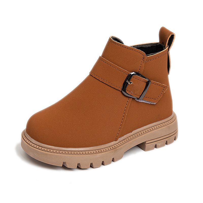 Botas de algodón con forro polar para niños grandes, zapatos cómodos de suela suave y corta para invierno 2025 para niñas._voghion.com