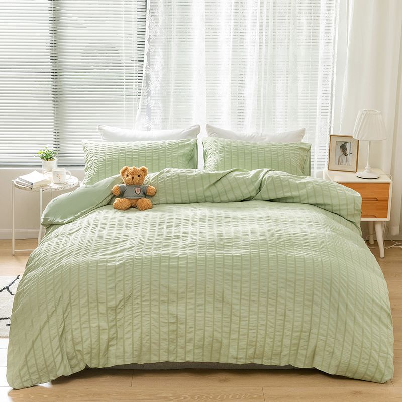 Set di tre pezzi in seersucker, stile artigianale, tinta unita e semplice, per la casa._voghion.com