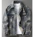 Herrenbekleidung Frühling und Herbst Neue Jacquard-Jeansjacke Anzug Herren Hübsche Retro High-End-Lockere Freizeithose_voghion.com