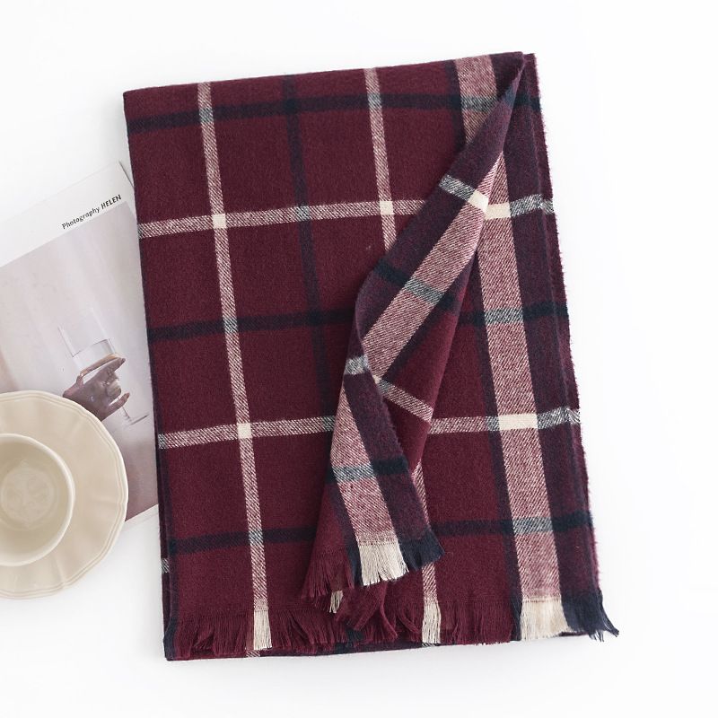 sciarpa a quadri moda femminile pendolarismo sciarpa in cashmere imitazione semplice scialle tutto-fiammifero sciarpa calda_voghion.com