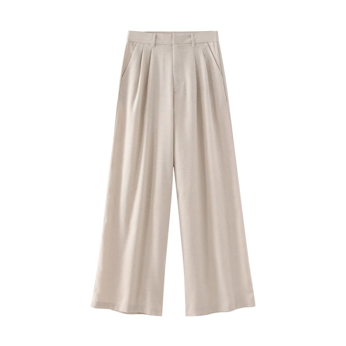 Pantaloni a gamba larga casual in lino con temperamento, stile estivo nuovo per donna_voghion.com