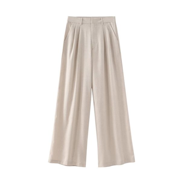 Pantaloni a gamba larga casual in lino con temperamento, stile estivo nuovo per donna_voghion.com