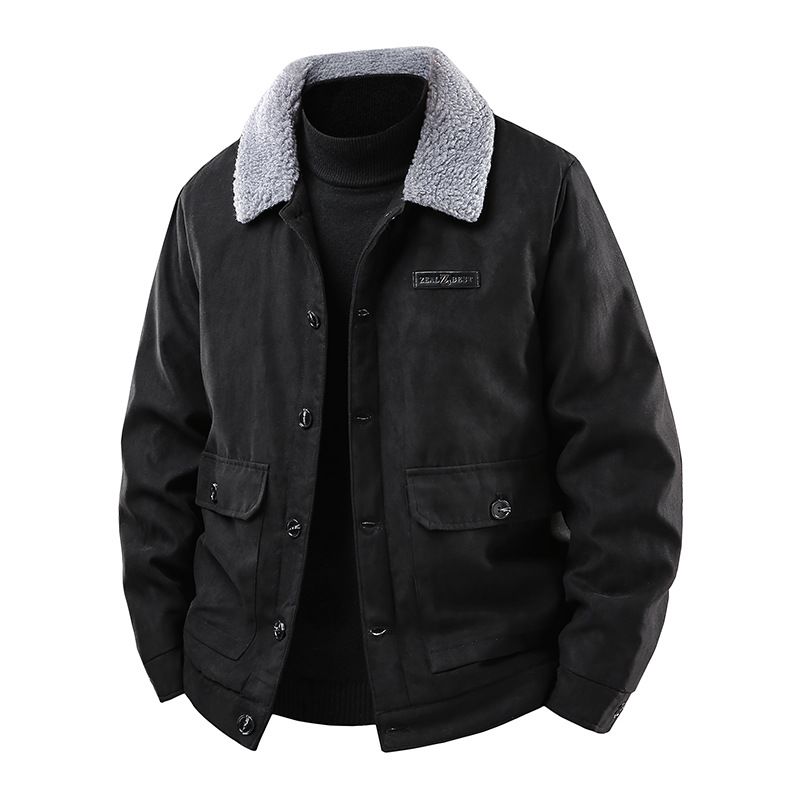 Herren-Sherpa-Jacke mit Fleecefutter und Wildleder-Finish – warmer Wintermantel für Freizeit und Outdoor (Schwarz, Grau, Kaffeebraun, Größen M-5XL)_voghion.com