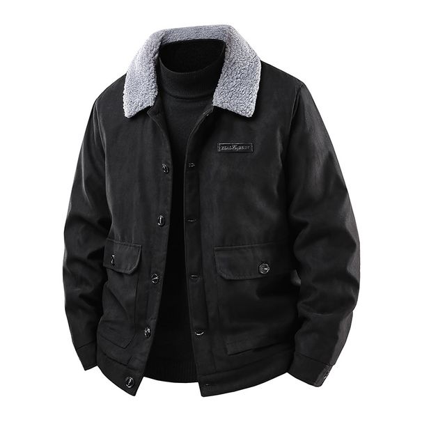 Herren-Sherpa-Jacke mit Fleecefutter und Wildleder-Finish – warmer Wintermantel für Freizeit und Outdoor (Schwarz, Grau, Kaffeebraun, Größen M-5XL)_voghion.com