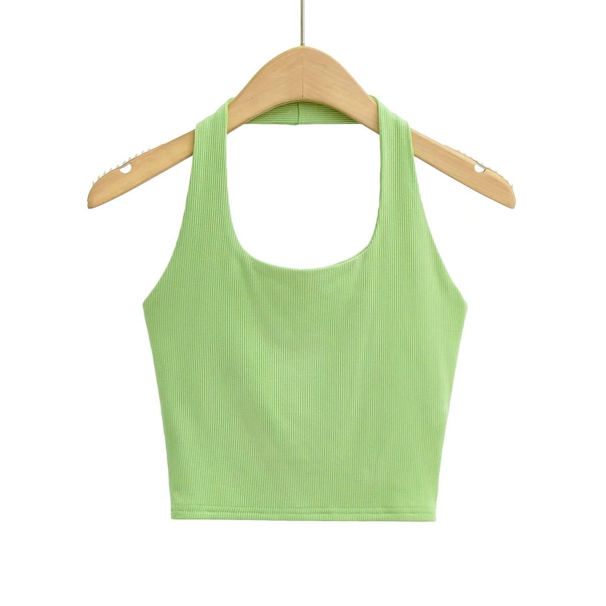 Gilet da donna con scollo a U profondo, stile INS, vestibilità aderente, tinta unita, piccolo gilet estivo_voghion.com