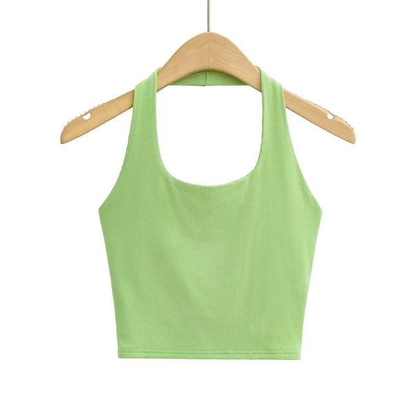 Gilet da donna con scollo a U profondo, stile INS, vestibilità aderente, tinta unita, piccolo gilet estivo_voghion.com