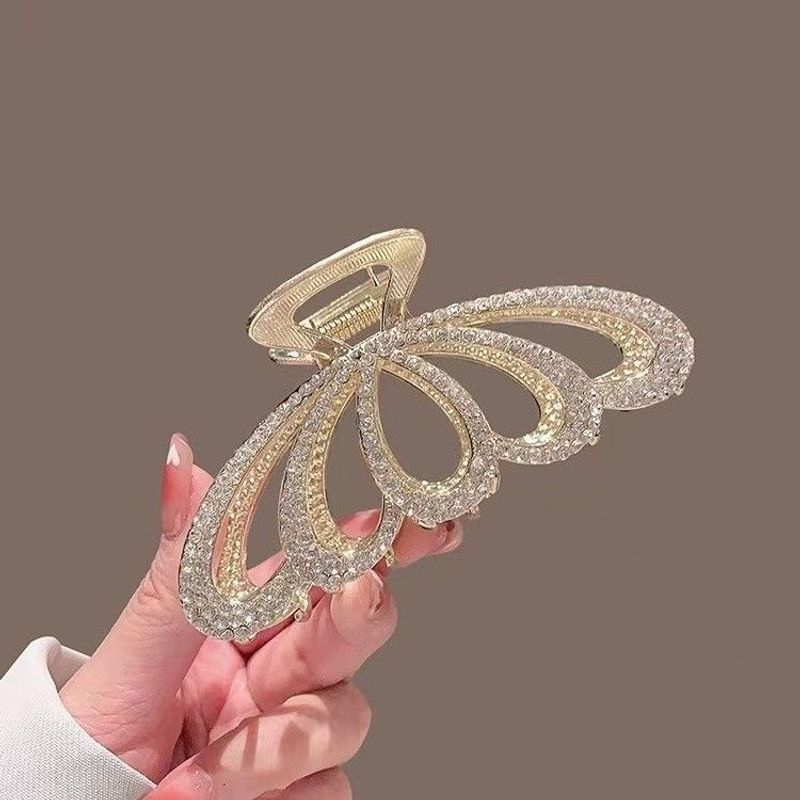 Clip de agarre de primera calidad para mujer, corona de diamantes de imitación grande, clip para el cabello, temperamento dulce y elegante, placa para la parte posterior de la cabeza, clip de tiburón para el cabello_voghion.com