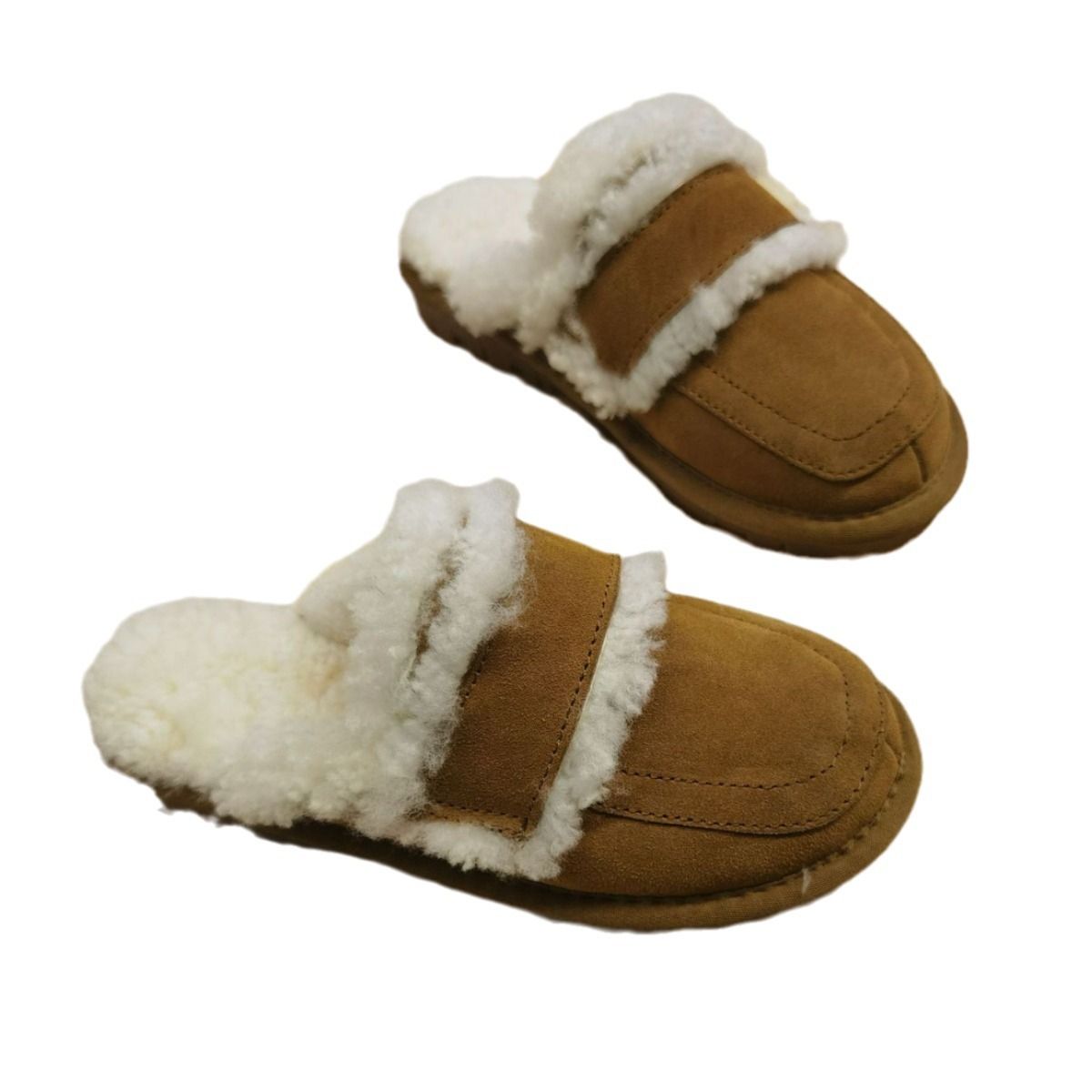 Chaussons fermés pour femmes, automne et hiver, style, semelle plate en coton pour l'extérieur, chaussons en fourrure,_voghion.com