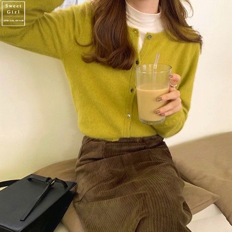 Korean Style Oversized Knit Cardigan Women's Short Cropped Open Front Sweater Soft Cozy Loose Fit Casual Long Sleeve Pullover_voghion.com
