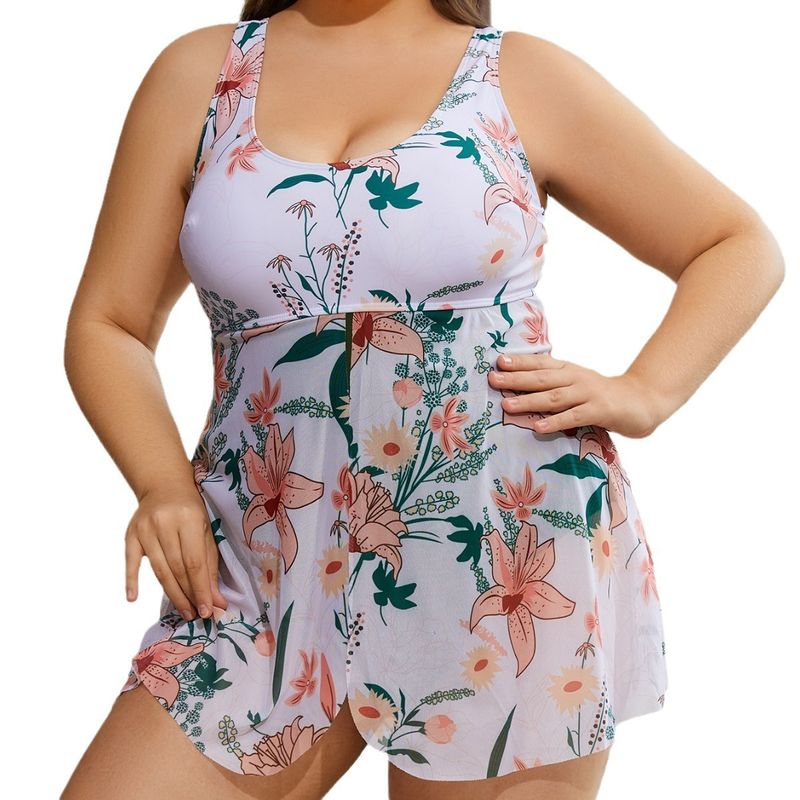 2025New Plus Size Sexy Long Dress Printed One-Piece Bikini Women's Swimsuit_voghion.com