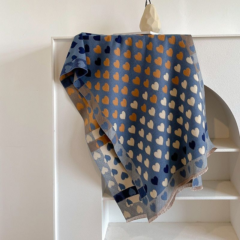 Winter Cashmere Scarf Women Love Pattern Printing Design Warm Pashmina Blanket Scarves Female Shawl Wraps Thick Foulard_voghion.com