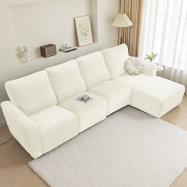 Copridivano elasticizzato in velluto Silver Fox di alta qualità – Protezione completa per chaise longue e divani reclinabili (design diviso, antiscivolo)_voghion.com