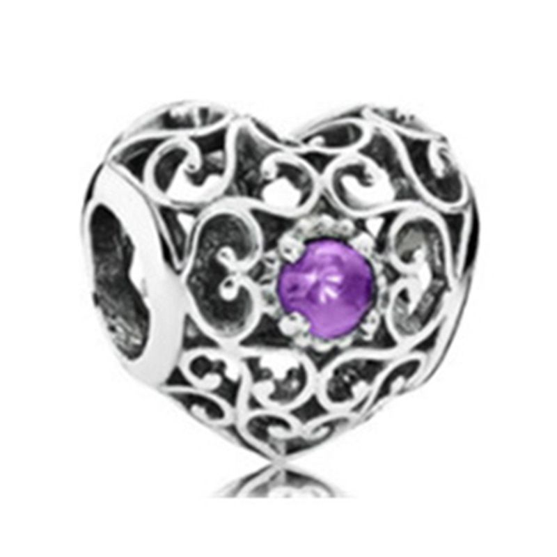 Dora Purple Love Feather Charm Bracelet - Alloy Large Hole Beads DIY Jewelry Kit For Women & Teens_voghion.com