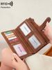 Womens Solid Color Long Wallet Fashionable PU Leather Zipper Wallet With Wrist Strap Multi-functional Card Holder For Daily Use, RFID Blocking Wallets_voghion.com