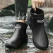 Mens Waterproof Oil Proof Winter Outdoor Women Water Shoes Plush Lining PU Non-Slip Low Top Rain Boots EU 36-44 250122_voghion.com