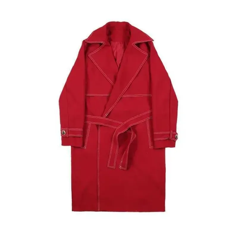 Men's Coats Men Loose Casual Long Jacket Trench Coat Outerwear Male Women Vintage Streetwear Hip Hop Red Cardigan_voghion.com