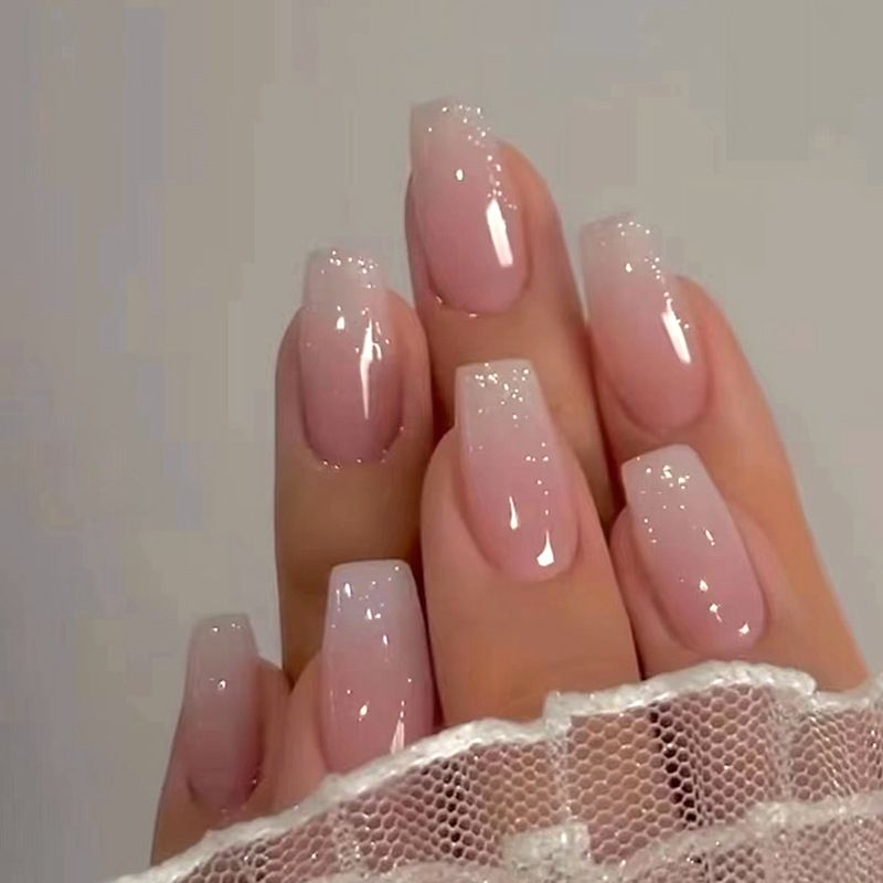 Falsche 24-teilige einfache Nägel, mittellanges Ballett, künstliche Nägel, rosa Mode, zum Aufdrücken der Nägel, vollständige Abdeckung, Nagelspitzen, tragbar_voghion.com