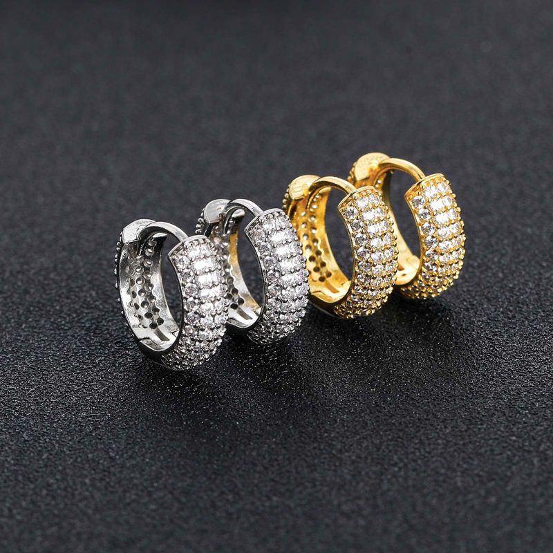 Pendientes de hip hop, pendientes redondos, pendientes de marca de moda, personalidad, micro incrustaciones de circonita, accesorios para hombres_voghion.com