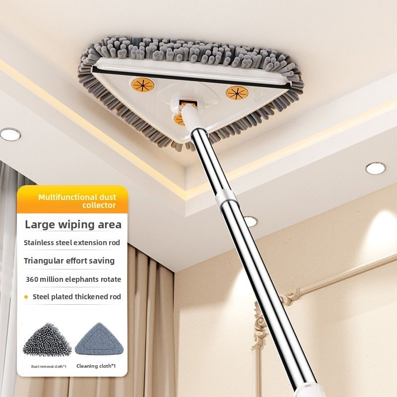 Triangular Telescopic Mop Cleaning Tool For Ceiling, Household Ceiling Tiles, Wall Cleaning, Multi-Functional_voghion.com