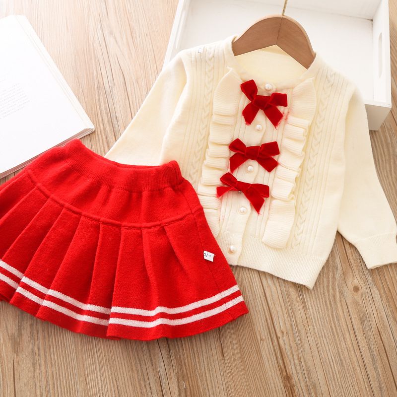 3371 Frühlings-/Herbst-/Winter-Set für Mädchen, koreanische Ausgabe, neuer College-Stil, haariges Kleid, zweiteiliges Set für Kinder_voghion.com