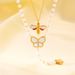 Necklace Women Golden Pendant Necklace Titanium Steel Butterfly Bee Pendant Accessories Pearl Necklace For Women Light Luxury Niche Fashion Sweater C_voghion.com