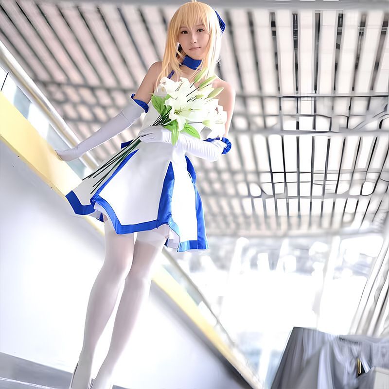 Destiny Night COS Sebelle Anime Show RPG bijela haljina set kostim mornara u toplesu_voghion.com
