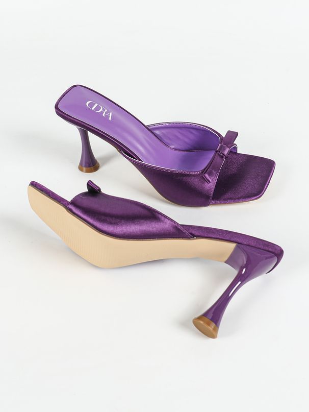Elegant Bow Square Head Open Toe Stiletto Heels In A Solid Color Wear Flip-flops_voghion.com