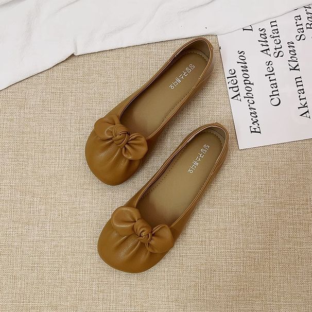 Scarpe da nonna retrò da donna estive basse 2024 nuove scarpe basse con punta a punta e fiocco in un unico passaggio, suola morbida e morbida_voghion.com