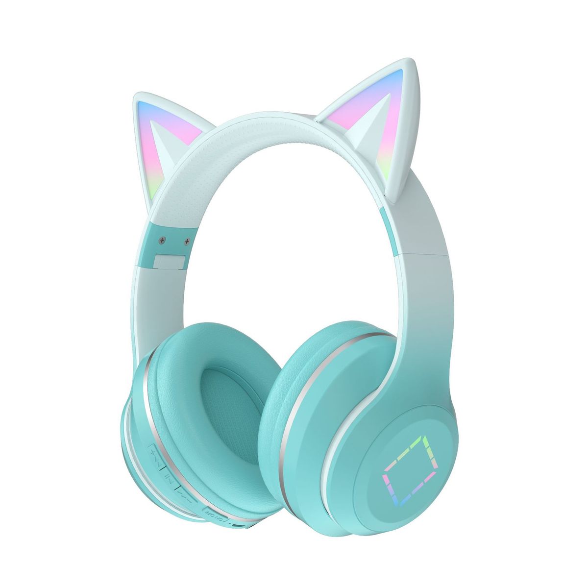 Cuffie wireless montate sulla testa con orecchie di gatto luminose, Bluetooth DR57, con batteria a lunga durata e colori sfumati_voghion.com