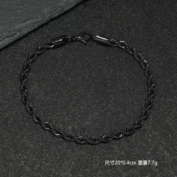 Bracciale da uomo in acciaio inossidabile con catena cubana in titanio con chiusura a moschettone, stile hip hop, nero_voghion.com