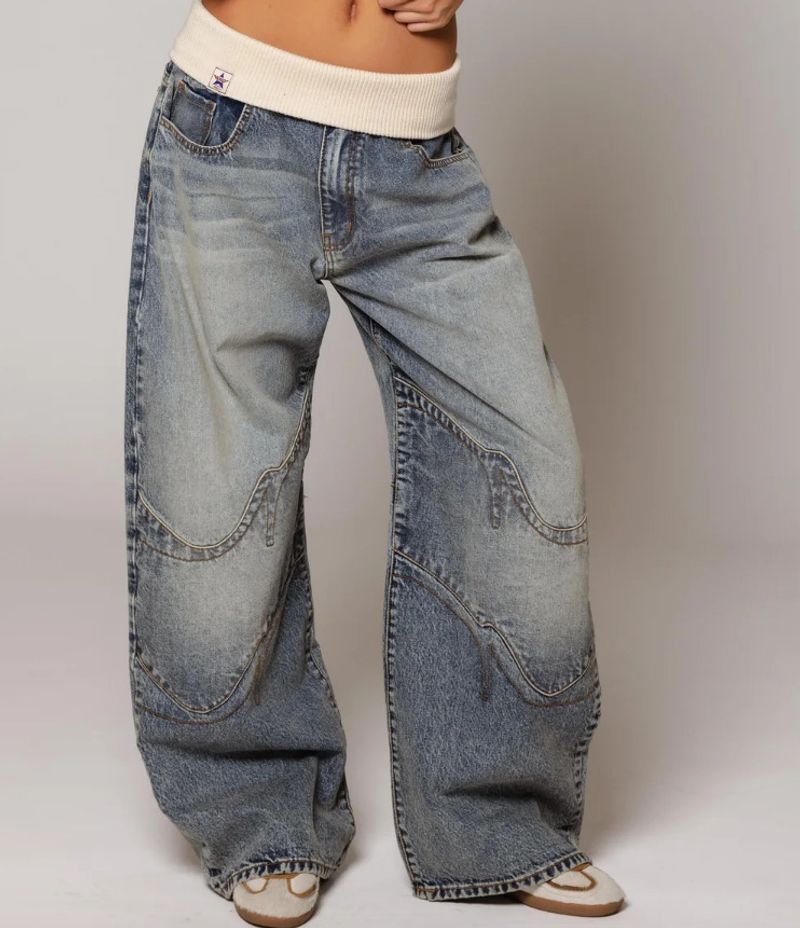 American Retro Street Washed Distressed Blue Jeans For Men And Women Straight Loose Design Casual Jeans_voghion.com