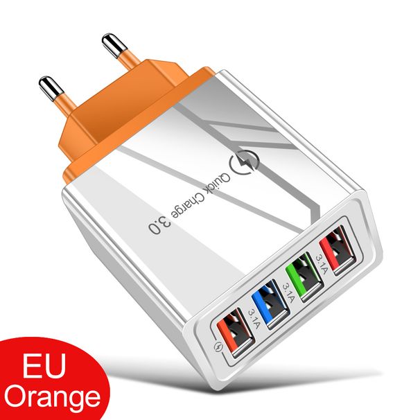 Charger USB Quick Charge 4.0 3.0 Universal Wall 4 Ports Fast Charging for iPhone 12 13 Xiaomi Samsung Phone Ch_voghion.com