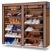 Metal Shoe Rack – Modern Double-Layer Shoe Organizer With Dust-Proof Design, Stackable & Expandable (Espresso/Charcoal/Dalmatian Color Options)_voghion.com